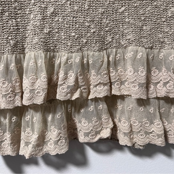 Promesa Beige Knubby Open Knit Lace Back Sweater Women’s Size Small Coquette - Picture 11 of 15